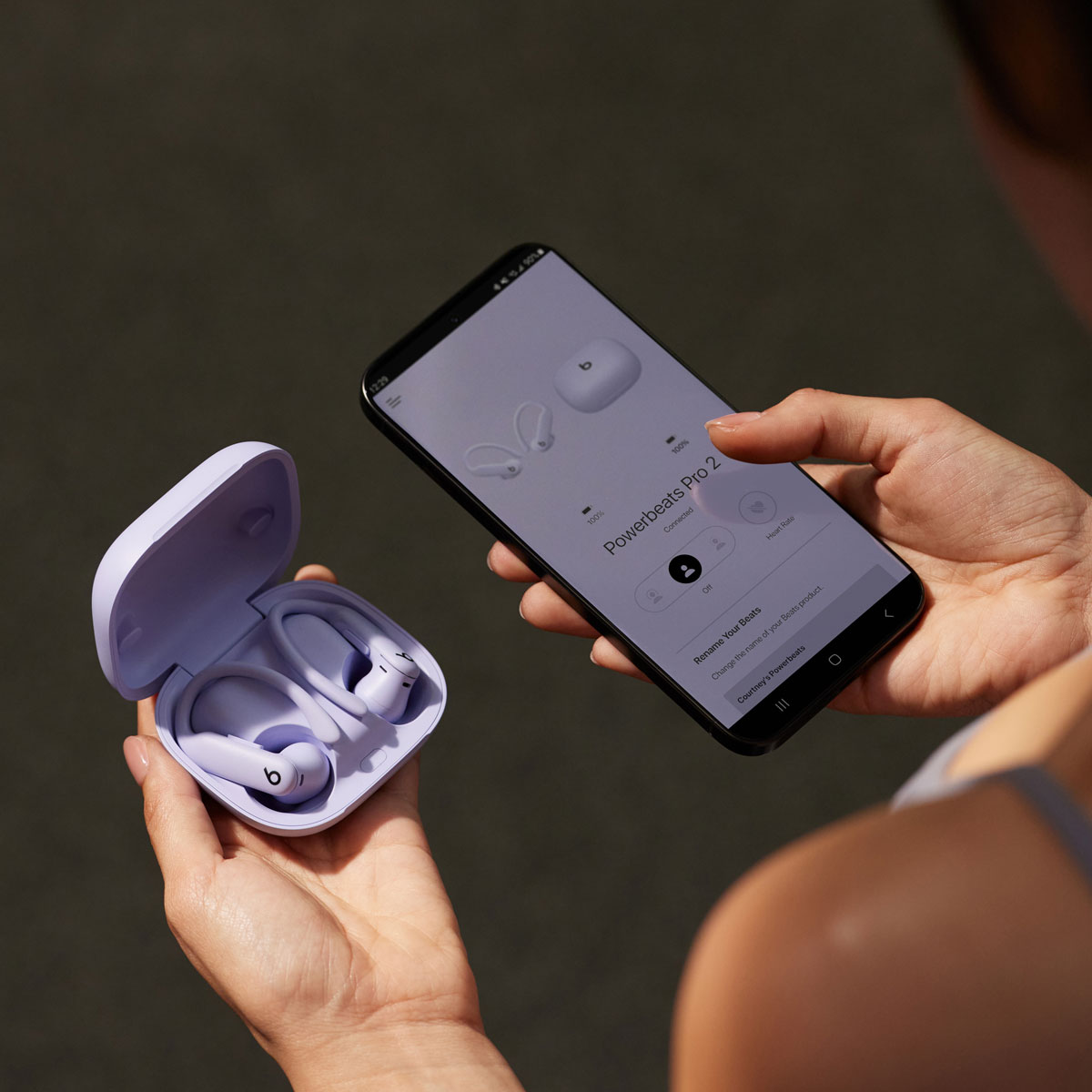 Pantallas que muestran las funciones de la app Beats para Android