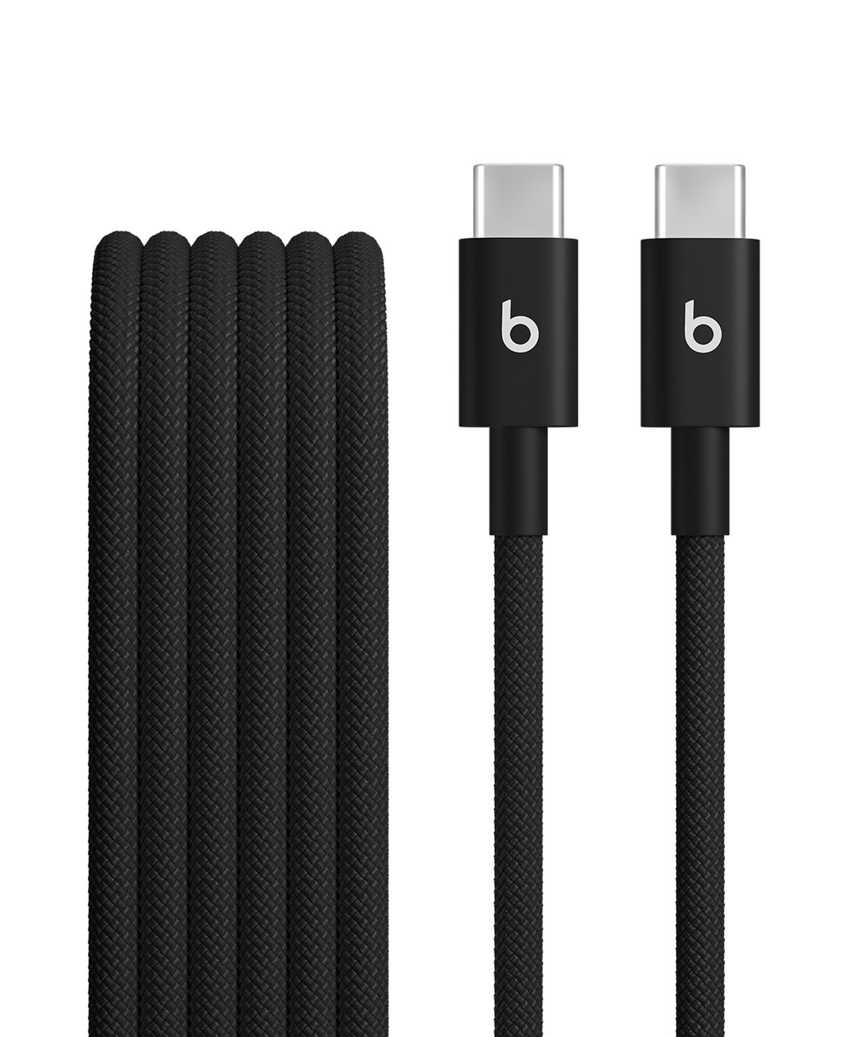 Close-up of Beats USB-C to USB-C Woven Cable in Bolt Black