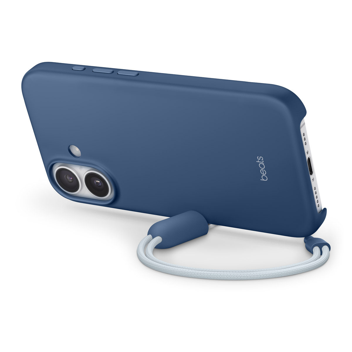 Close-up of Beats iPhone 17 Kickstand Case in Bedrock Blue