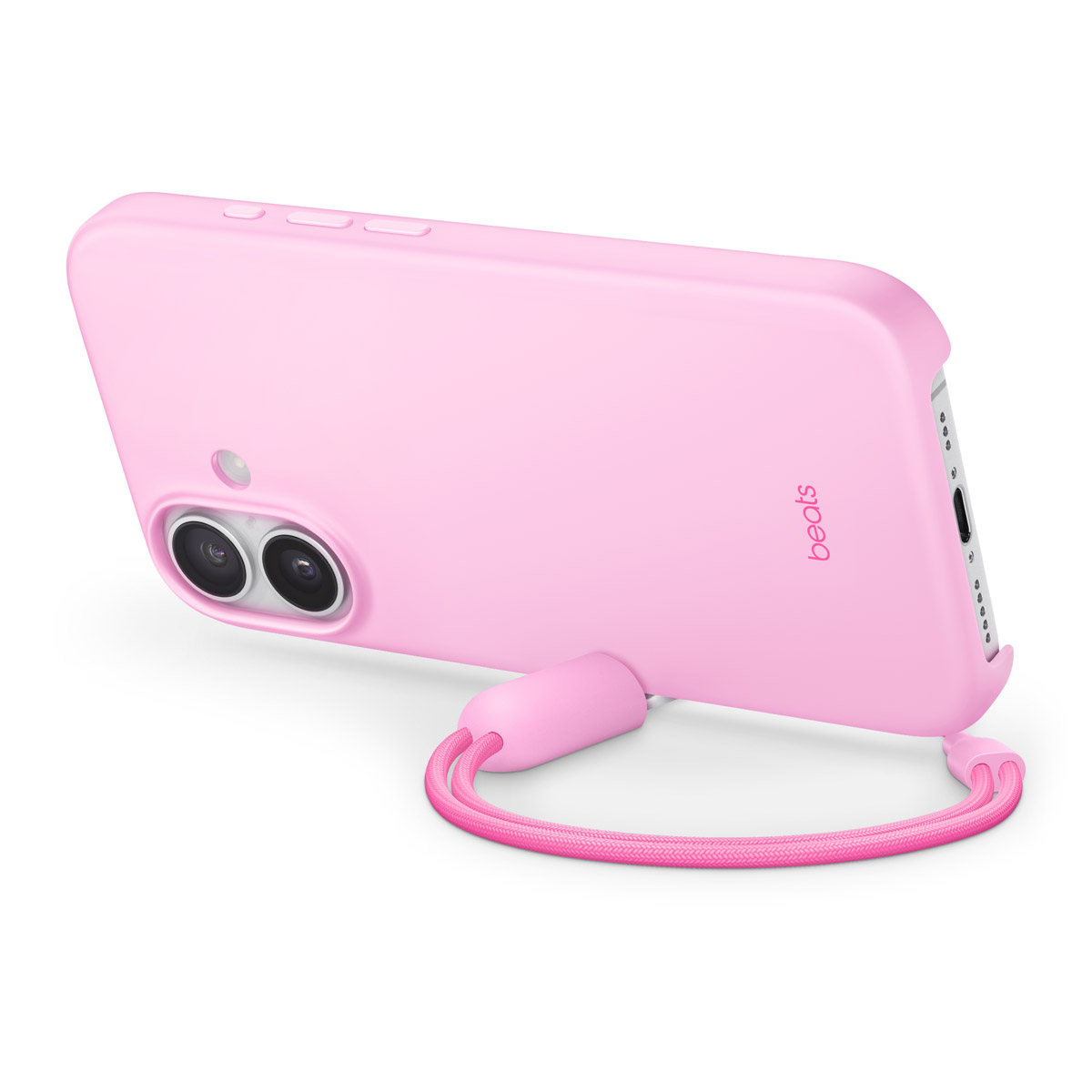 Close-up of Beats iPhone 17 Kickstand Case in Pebble Pink