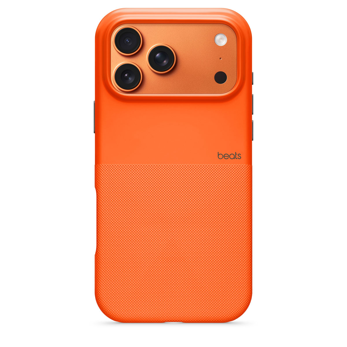 Close-up of Beats iPhone 17 Pro Max Rugged Case in Sierra Orange