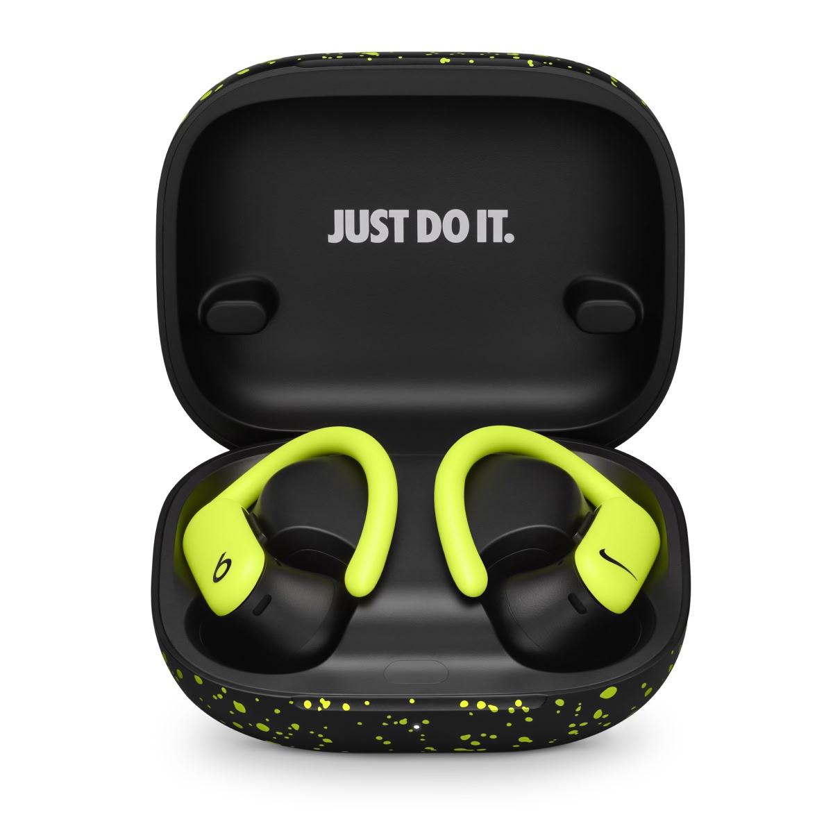 Close-up of Powerbeats Pro in Black Volt.